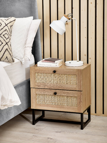 Set of 2 Reese Scandi-Industrial 2-Drawer Bedside Tables