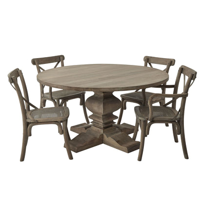 Rustic Vintage Bleached Wood Round Dining Table 150cm