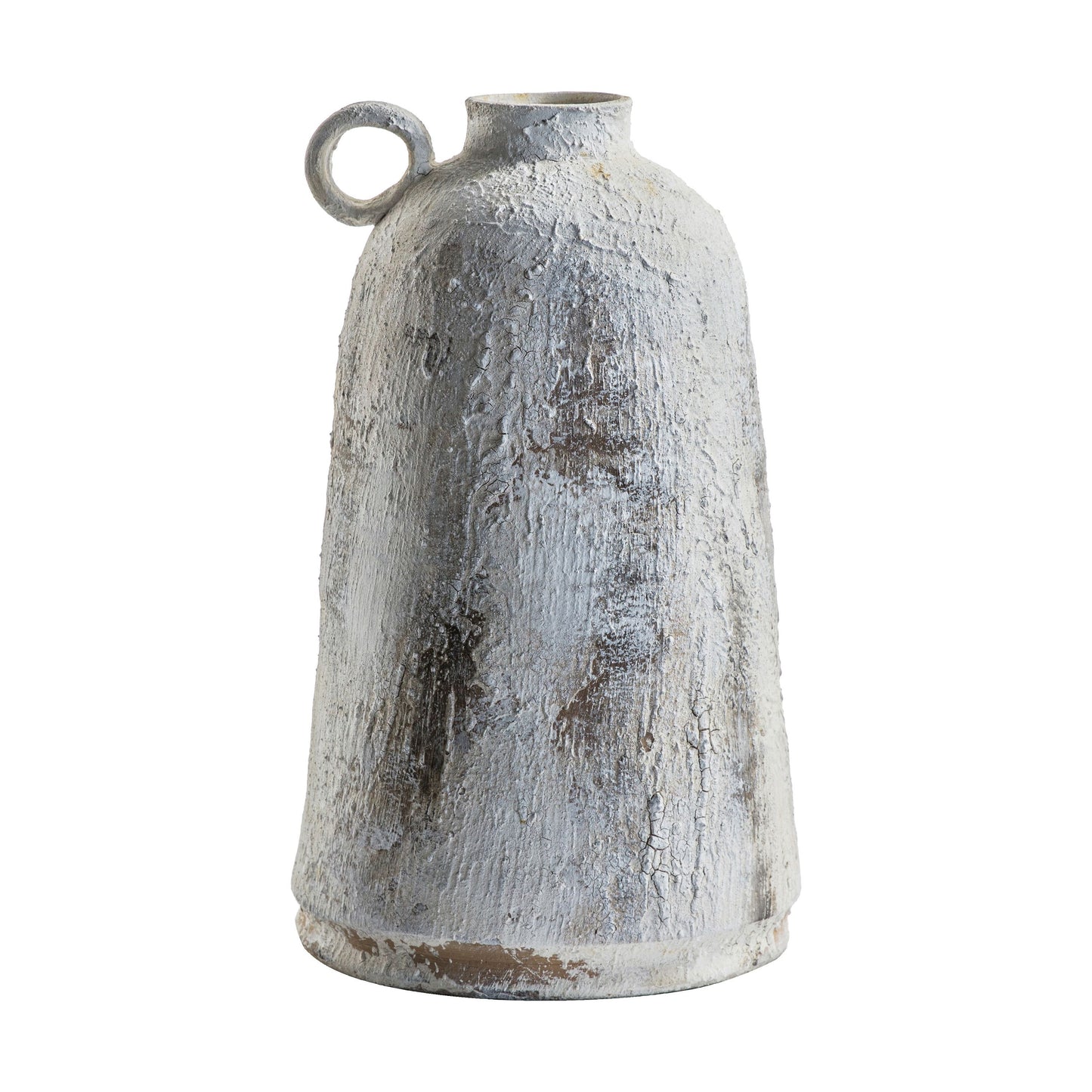 Rustic Textured Stone Vase with Handle