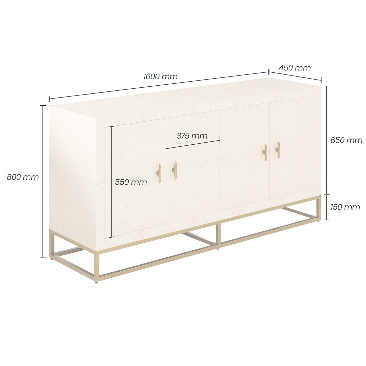 Hampton Faux Shagreen Sideboard 160cm