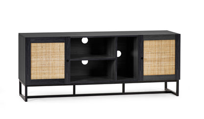 Reese Scandi-Industrial Rattan Media Unit with Storage 150cm