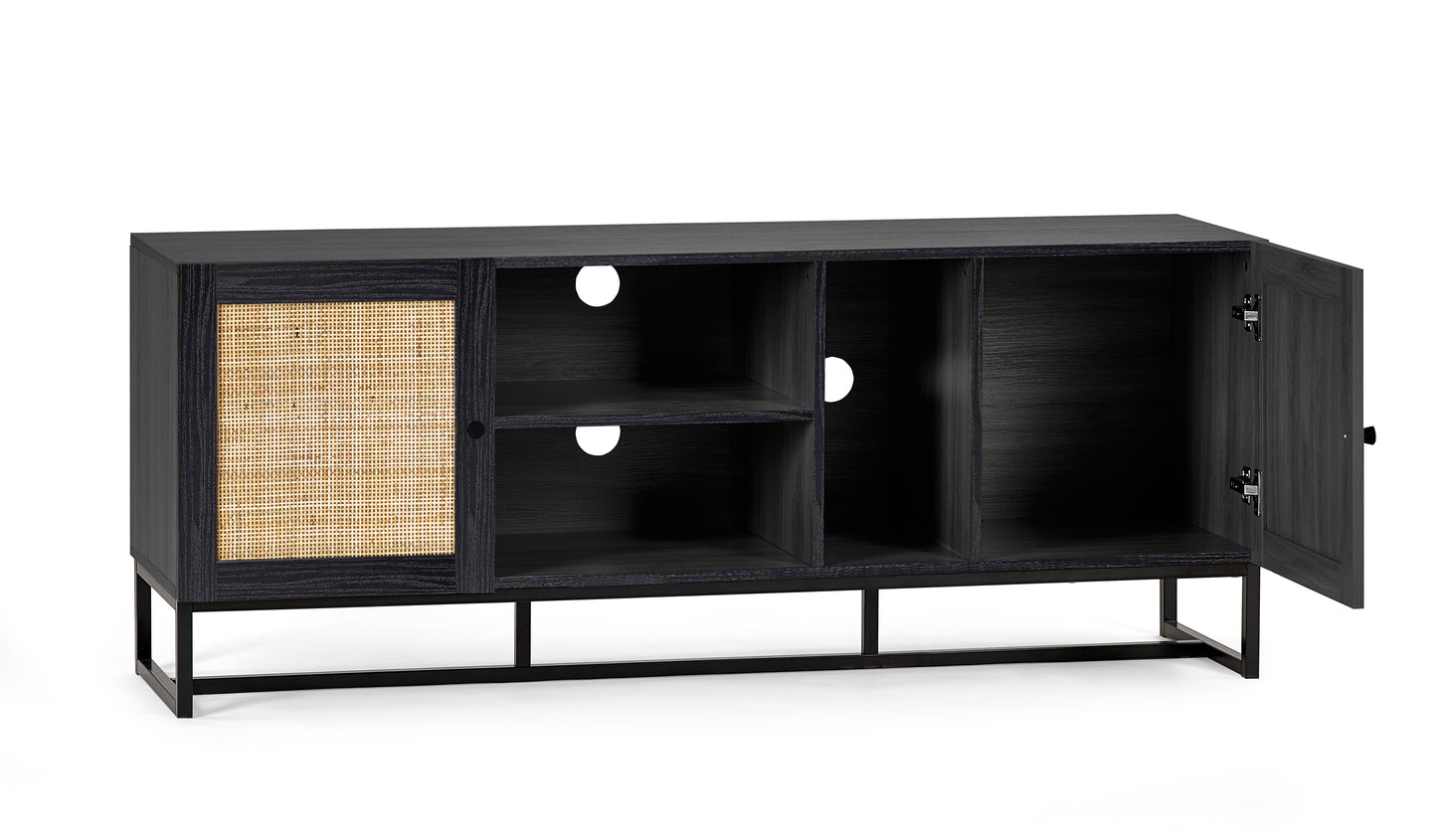 Reese Scandi-Industrial Rattan Media Unit with Storage 150cm