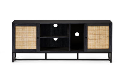 Reese Scandi-Industrial Rattan Media Unit with Storage 150cm