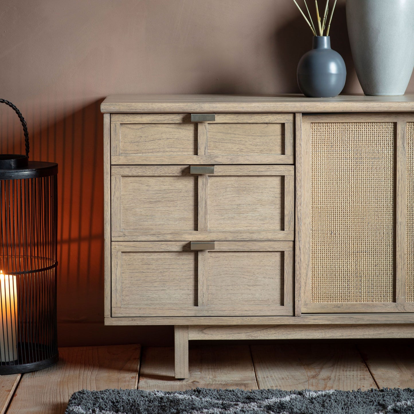 Takumi Mindi Wood and Cane Sideboard 150cm