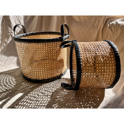 Set of 2 Premium Rattan Weave Baskets